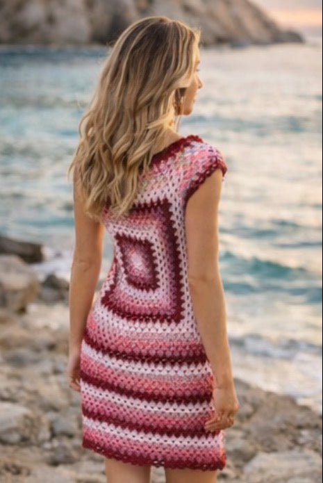 Vestido Boho Crochet Premium Hecho a Mano | Vestido Ibiza Boutique | Diseño Granny Square Elegante | Moda Bohemia Exclusiva