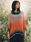 Poncho Crochet Hecho a Mano • Tejido Boho Degradado • Regalo para Mujer • Poncho Calido Primavera/Otoño • Boho Chic Poncho
