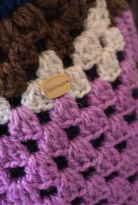 Colorful Handmade Crochet Granny Square Sweater | Boho Hippie Vintage Pullover | Unique Patchwork Knit Top