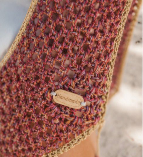 Kimono Boho Crochet Multicolor con Borde Dorado | Estilo Hippie Chic Playa