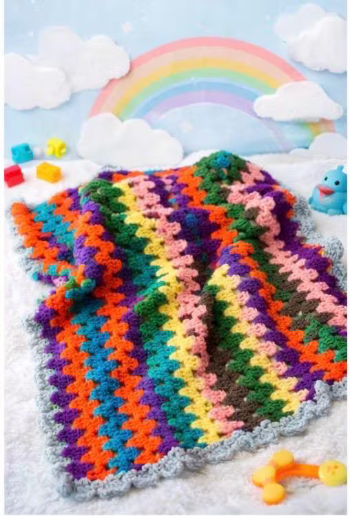 Handmade Crochet Baby Blanket – Soft Multicolor Granny Stitch // Manta de Bebé Tejida a Crochet – Puntada Granny Multicolor