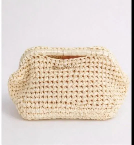 Bolso clutch crochet artesanal color crema | Bolso boho hecho a mano | Bolso verano Ibiza | Complemento slow fashion