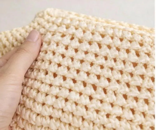 Bolso clutch crochet artesanal color crema | Bolso boho hecho a mano | Bolso verano Ibiza | Complemento slow fashion