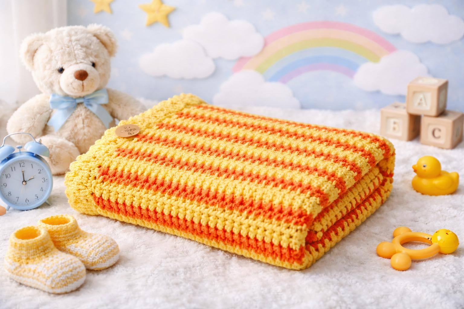 Handmade Crochet Baby Blanket – Soft Multicolor Granny Stitch // Manta de Bebé Tejida a Crochet – Puntada Granny Multicolor