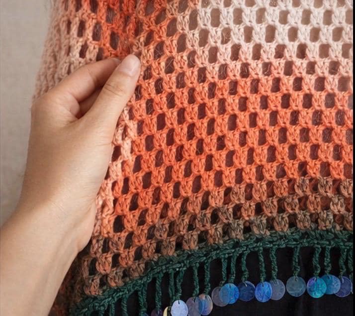 Poncho Crochet Hecho a Mano • Tejido Boho Degradado • Regalo para Mujer • Poncho Calido Primavera/Otoño • Boho Chic Poncho