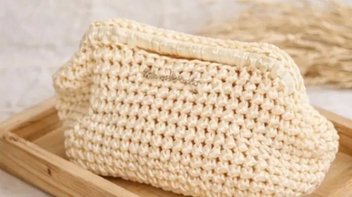 Bolso clutch crochet artesanal color crema | Bolso boho hecho a mano | Bolso verano Ibiza | Complemento slow fashion