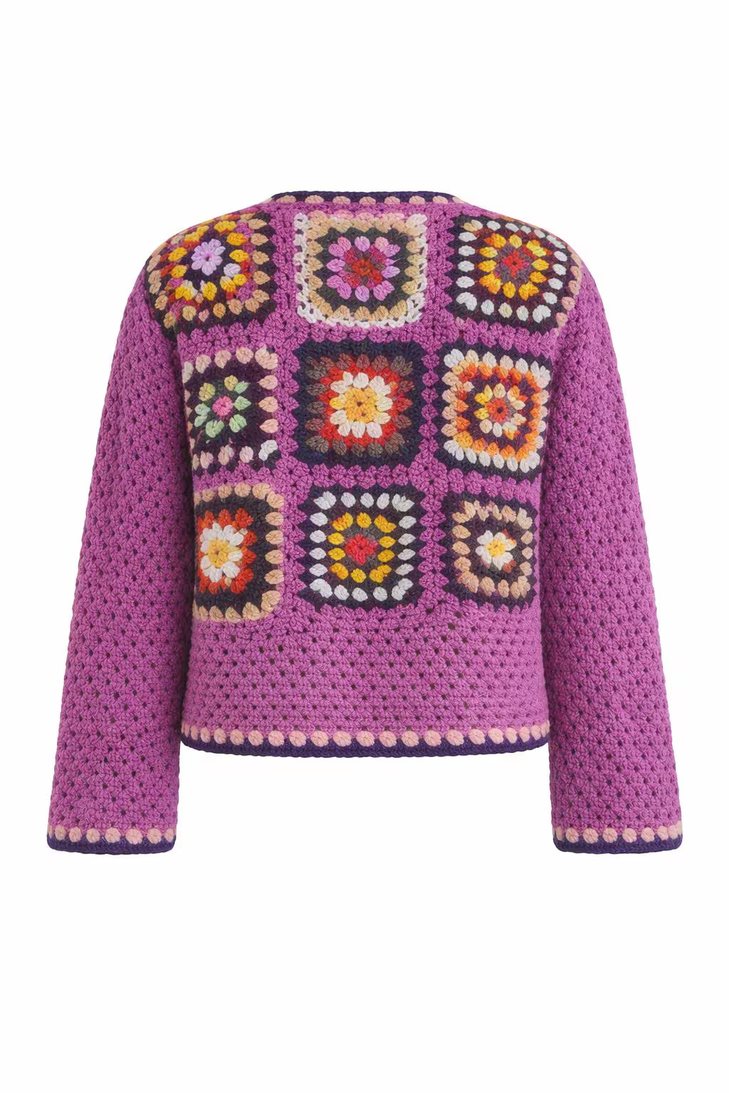 Boho Crochet Cardigan – Handmade Granny Square Crochet Sweater for Women