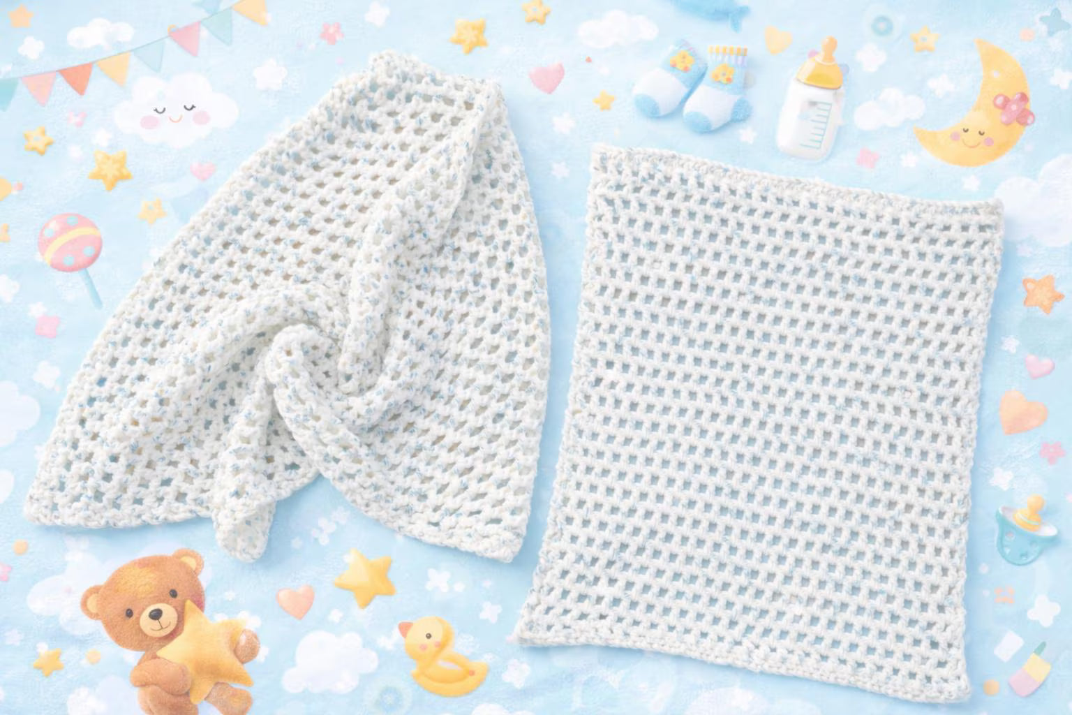 Manta Bebé Tejida a Mano | Manta Crochet Suave para Recién Nacido | Regalo Baby Shower | Handmade IbizaModa Baby