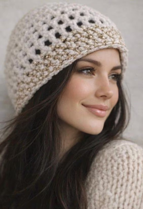 Gorro tejido a mano de lana – Gorro crochet estilo boho – Beanie artesanal cálido – Gorro de invierno para mujer