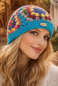 Gorro Crochet Granny Square Amarillo – Beanie Tejido a Mano Mujer – Gorro Boho Invierno – Sombrero Artesanal Colorido