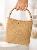 Bolso de Mano Dorado Tejido a Crochet con Asa Metálica | Mini Bolso Elegante de Noche | Handmade Ibiza Style