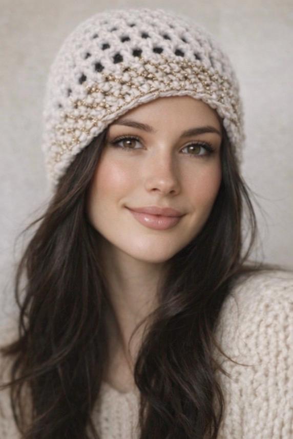 Gorro tejido a mano de lana – Gorro crochet estilo boho – Beanie artesanal cálido – Gorro de invierno para mujer