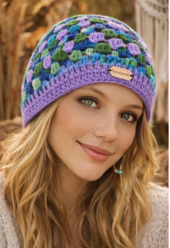 Gorro Crochet Granny Square Amarillo – Beanie Tejido a Mano Mujer – Gorro Boho Invierno – Sombrero Artesanal Colorido