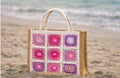 Bolso Crochet Granny Square Rosa y Lila, Bolso Boho Hecho a Mano, Tote Bag Crochet Mujer, Bolso Verano Playa, Bolso Artesanal
