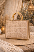 Bolso de Crochet Granny Square Hecho a Mano | Bolso Boho de Yute | Tote Bag Artesanal Colorido | Bolso Bohemio Mujer Playa Verano